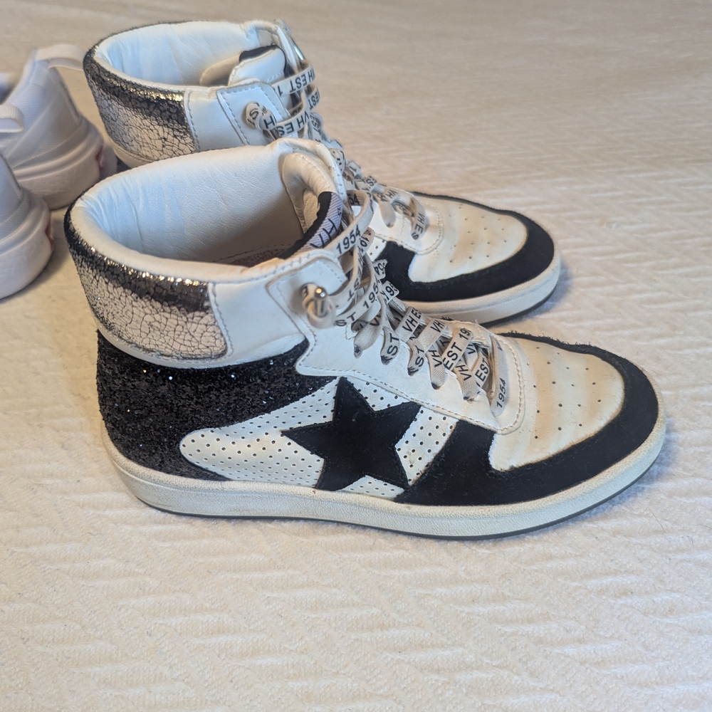 Vintage Havana Black and White High-Top Sneakers